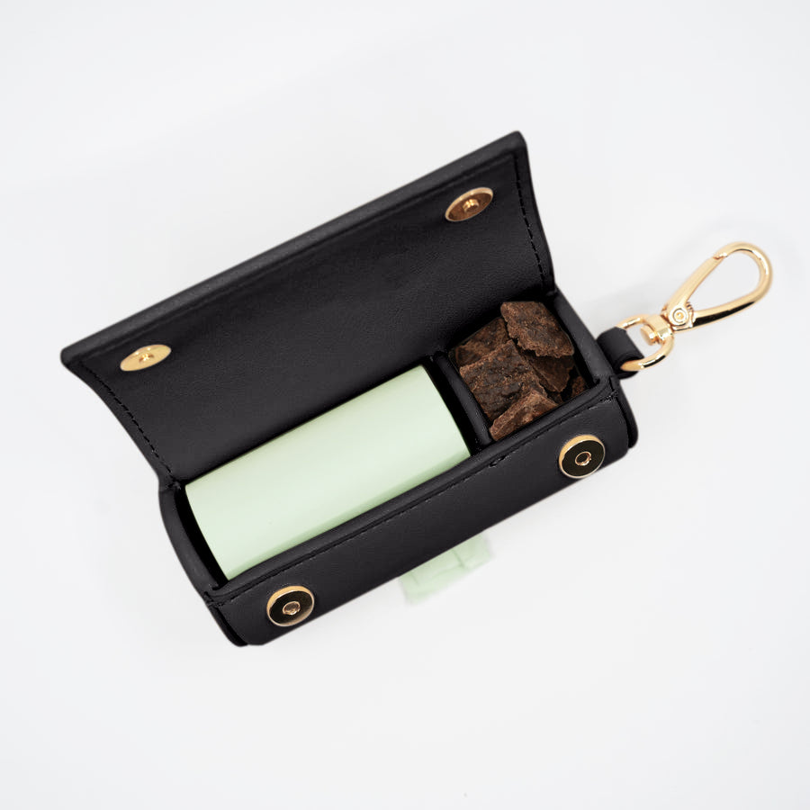 2 in 1 Poop Bag & Treat Holder - Black